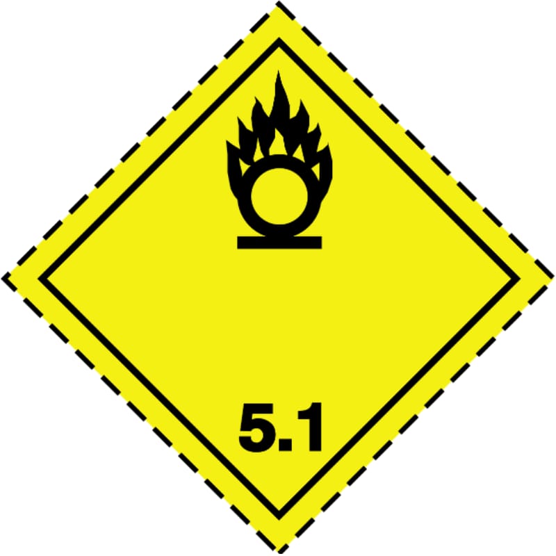 Gyújtó hatású (oxidáló) anyag veszélyességi bárca - Címke anyaga: papír - Méret: 100x100mm